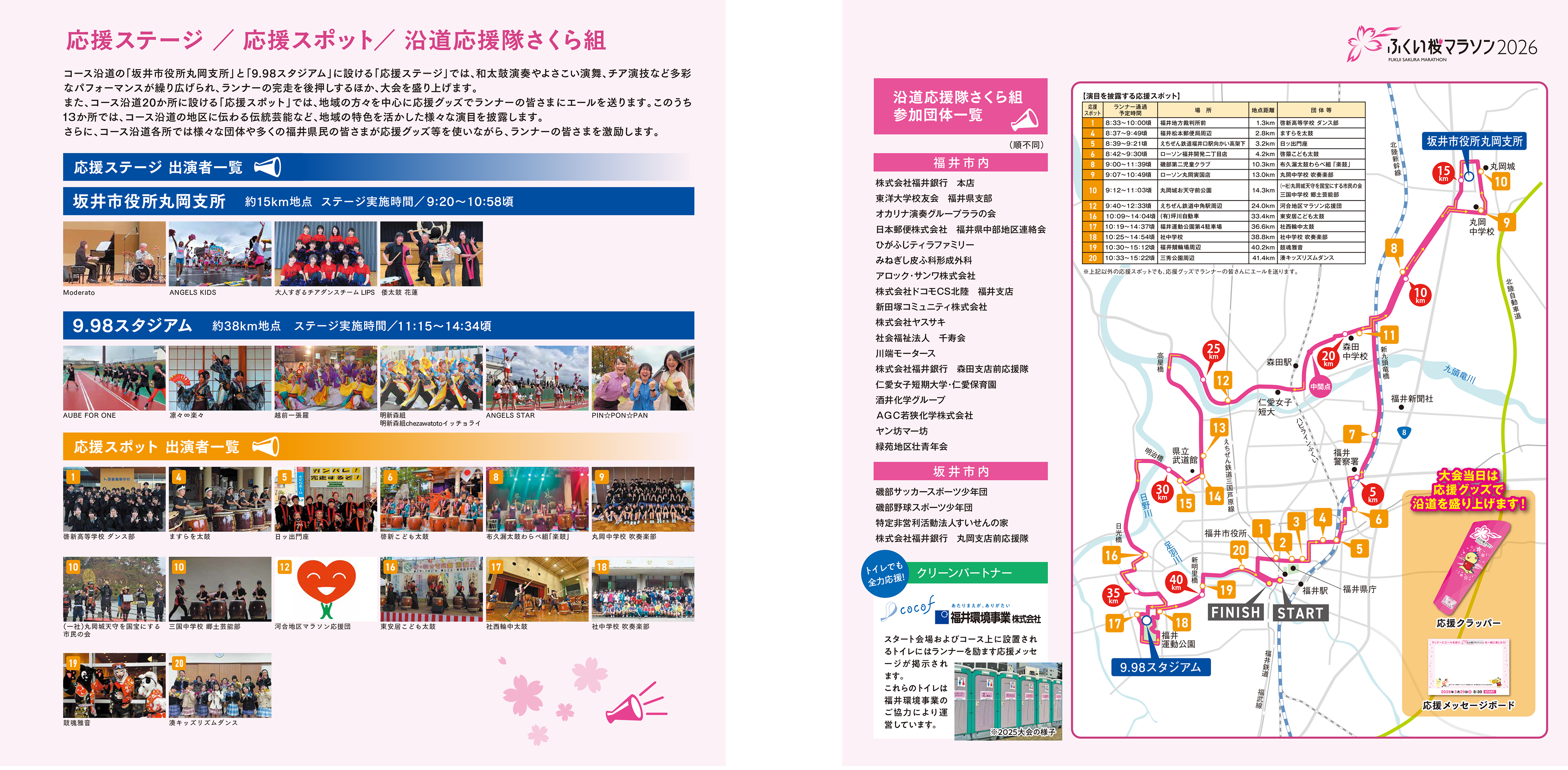 公式プログラムの応援ステージ／応援スポットページが開きます